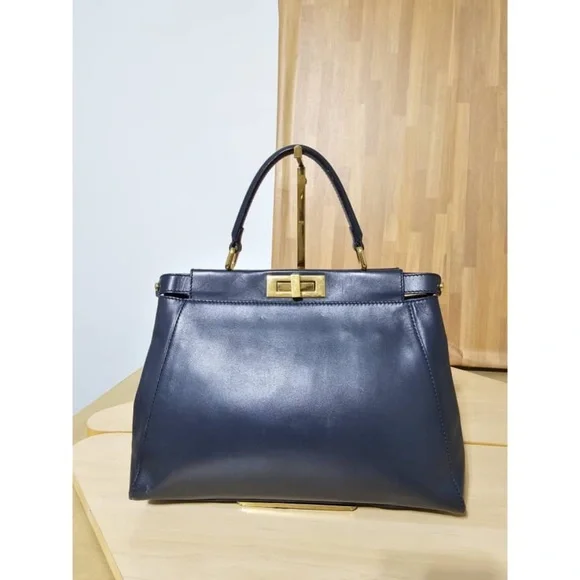 Authentic Fendi Peekaboo Normal Bag Deep Navy Blue - Picture 4 of 14